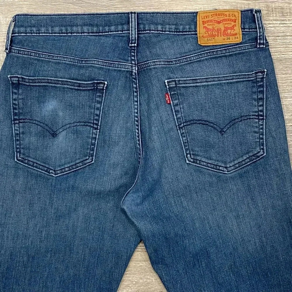 Levis 541 Jeans Mens 36x34 (36x32) Blue Straight Relaxed Fit Blue Dad Levi's - Picture 13 of 14